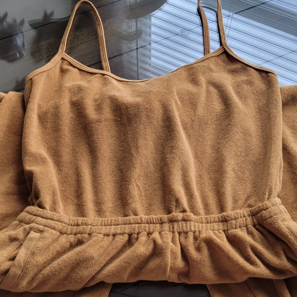 Aerie OFFLINE Summer Lights Terry Jumpsuit NWT Large Camel color
